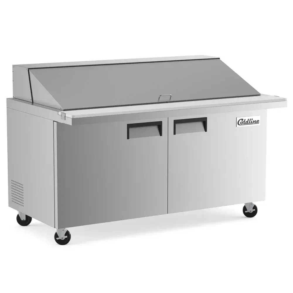 Coldline 60" Mega Top Sandwich / Salad Prep Table, Stainless Steel, 2 Door, 24 Pans, 1 Year Warranty