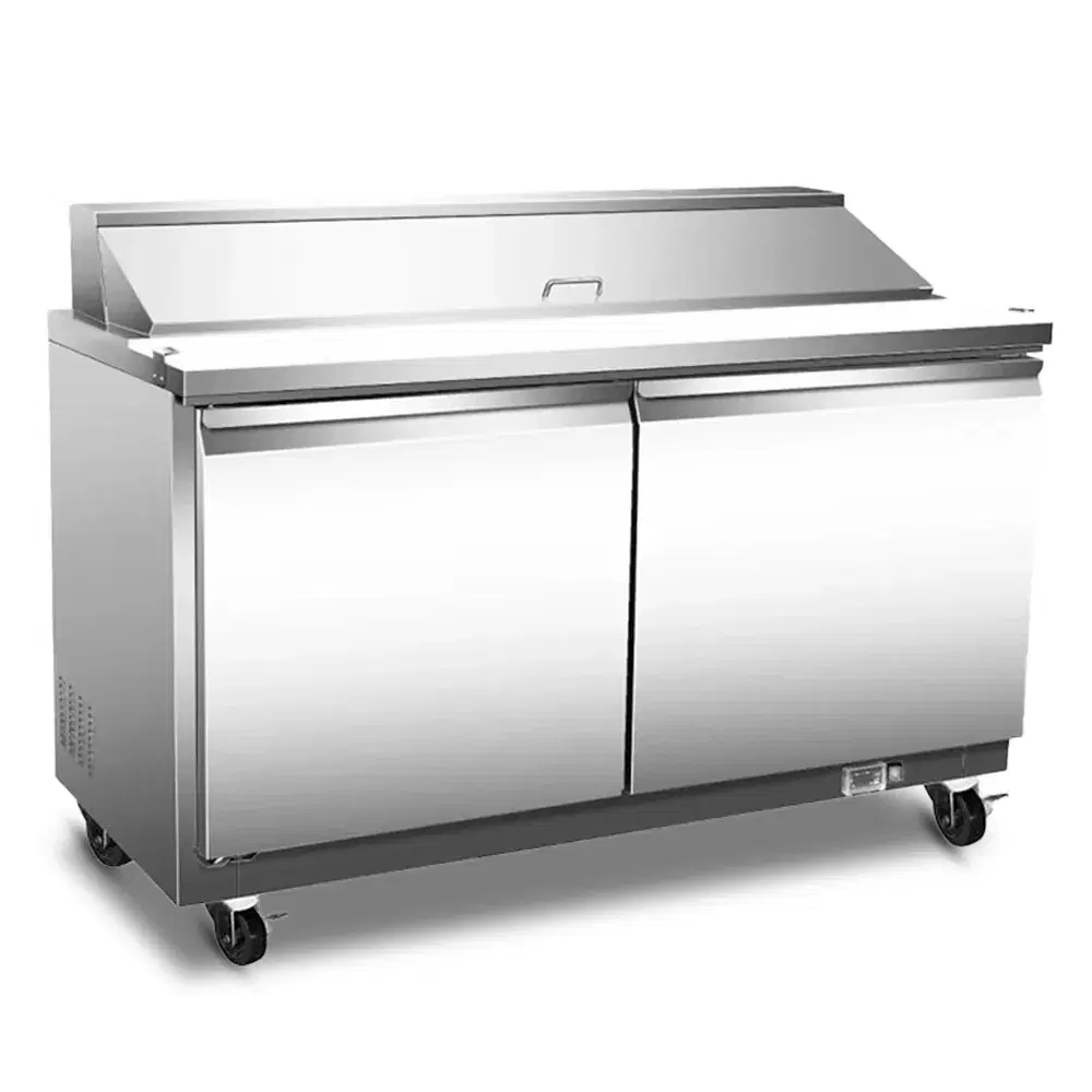 Serv-Ware SP48-12-HC 48" Sandwich Prep Table, 2 Solid Doors, 12 Pan Capacity, Stainless Steel, 115v/1ph