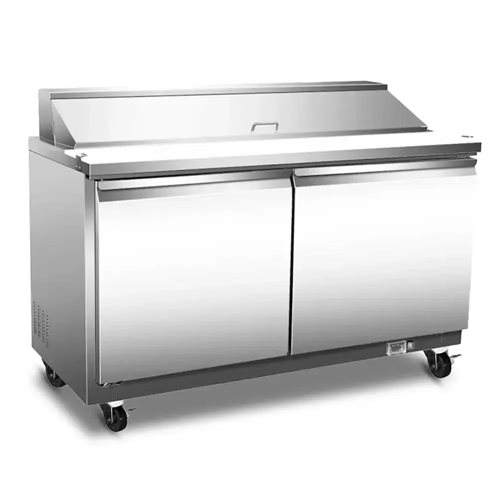 Serv-Ware SP48-18M-HC 48" Mega Top Sandwich Prep Table, 2 Solid Doors, Stainless Steel, 115v/1ph, 12 cu.ft.