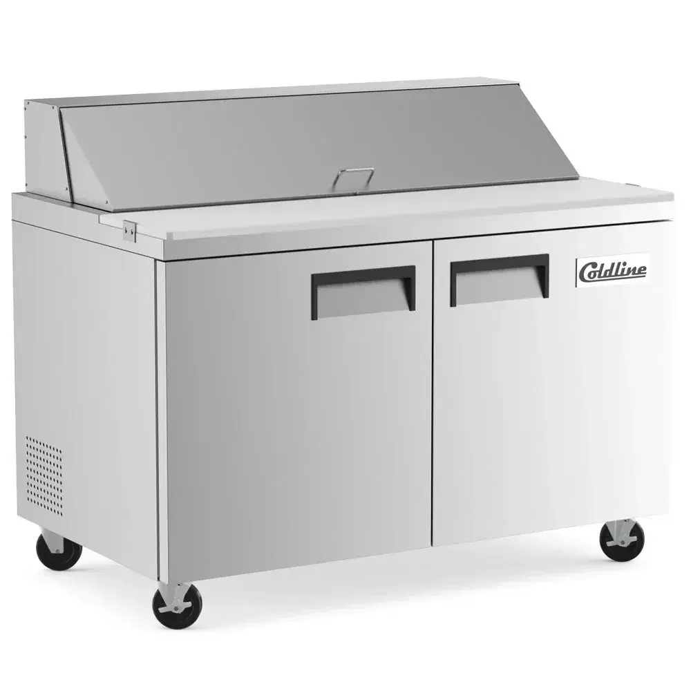 Coldline 48" Sandwich / Salad Prep Table, Stainless Steel, 2 Door, 12 Pans, 1 Year Warranty