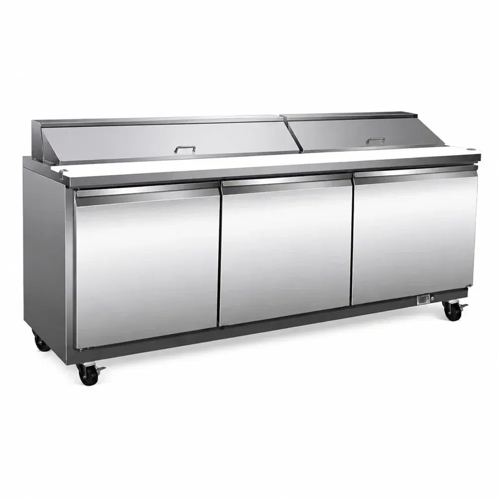 Serv-ware SP72-18-HC 72" Sandwich Prep Table Salad Prep Table with 3 Doors, (18) 1/6 Pans