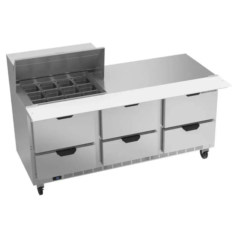 Beverage-Air SPED72HC-12M-6 Elite Series 72" Refrigerated Sandwich Prep Table, Mega Top, 6 Drawer