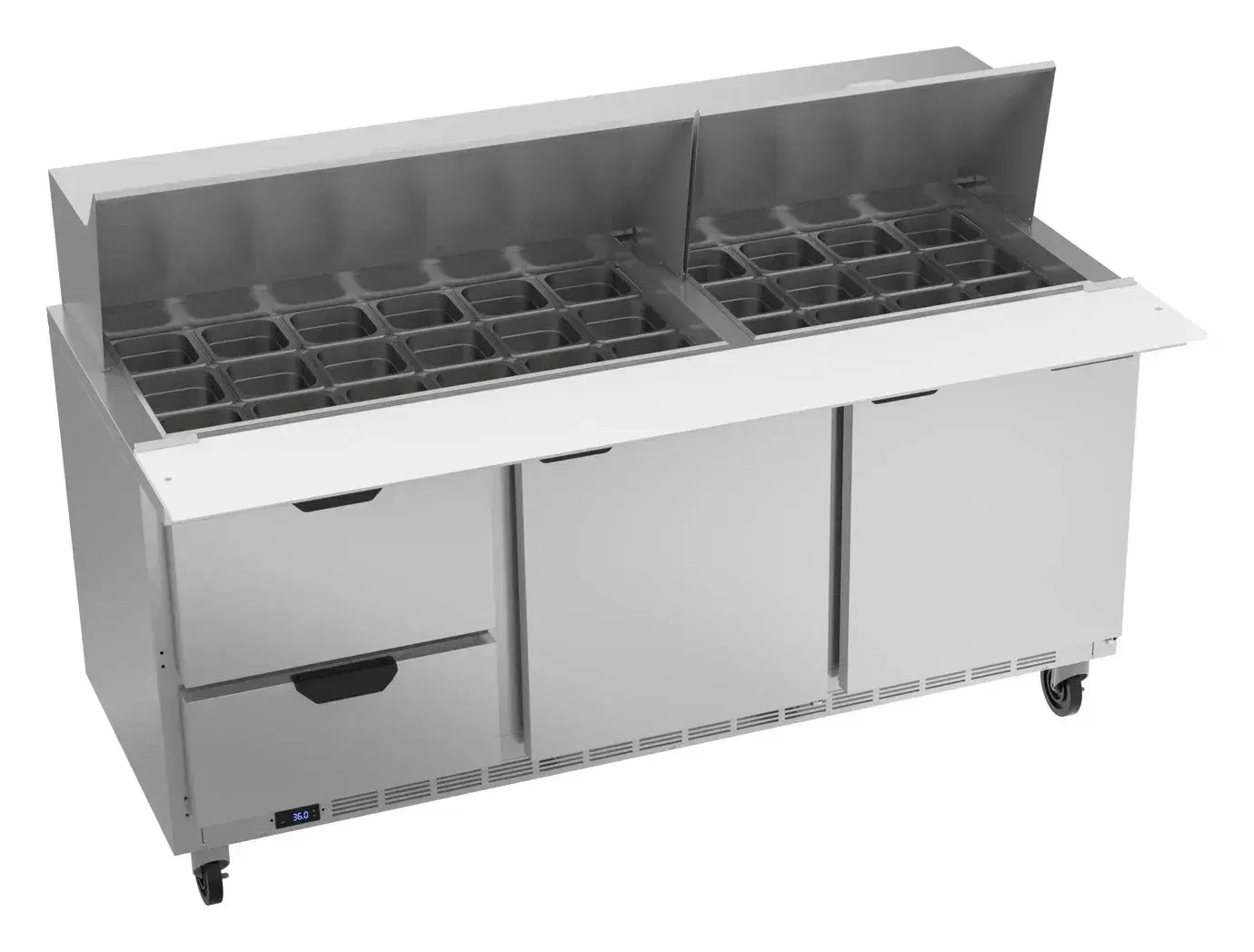 Beverage-Air SPED72HC-30M-2 72" Sandwich Prep Table, Mega Top, 2 Door, 2 Drawer