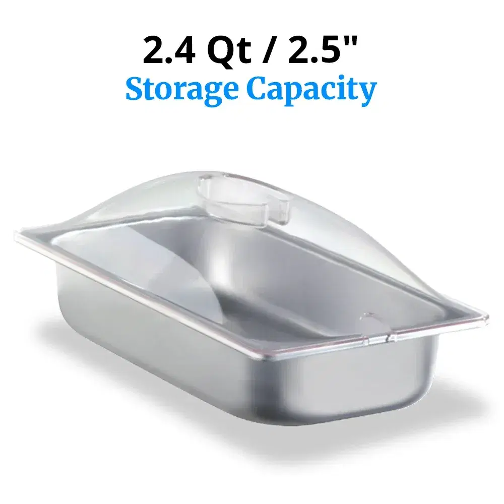 Cadco SPL-3P 13" Third Size Steam Pan with Lid for Electric Buffet Servers, 2.4 QT
