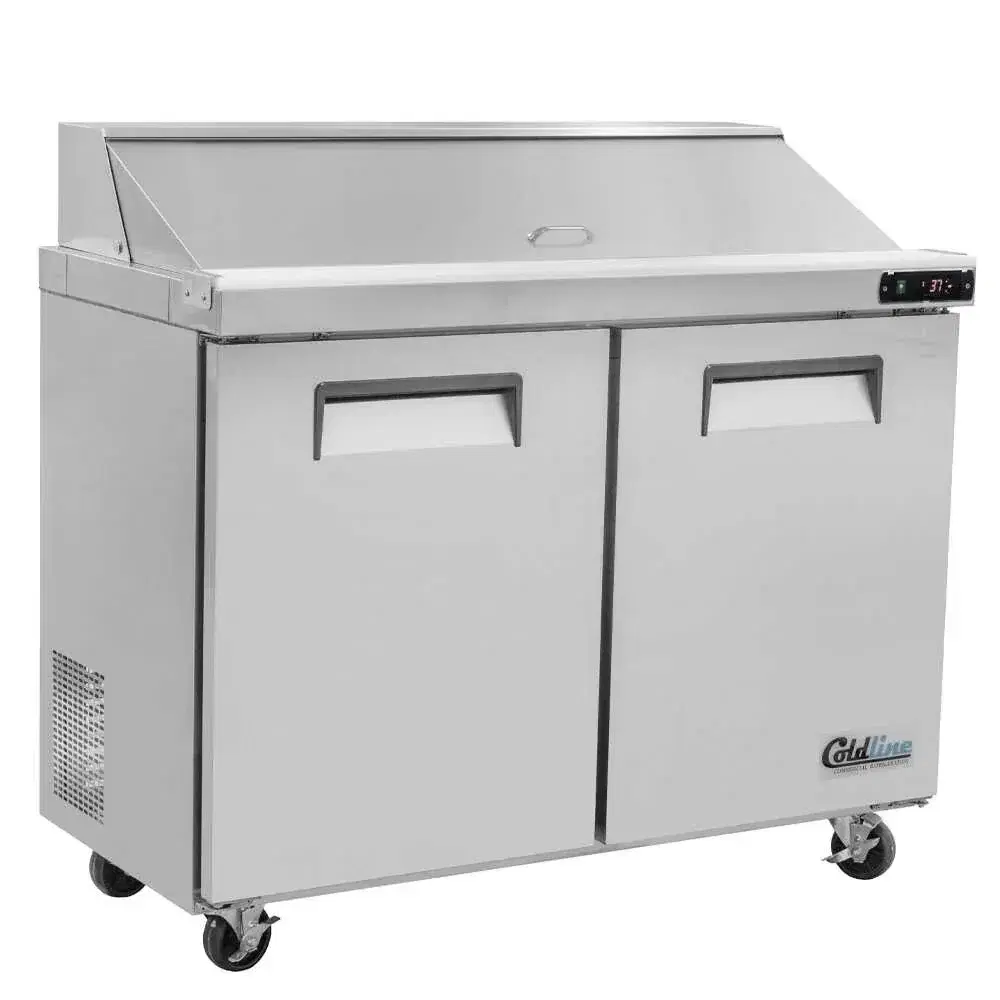 Coldline 48" Narrow Depth Sandwich / Salad Prep Table, Stainless Steel, 2 Door, 12 Pans, 1 Year Warranty