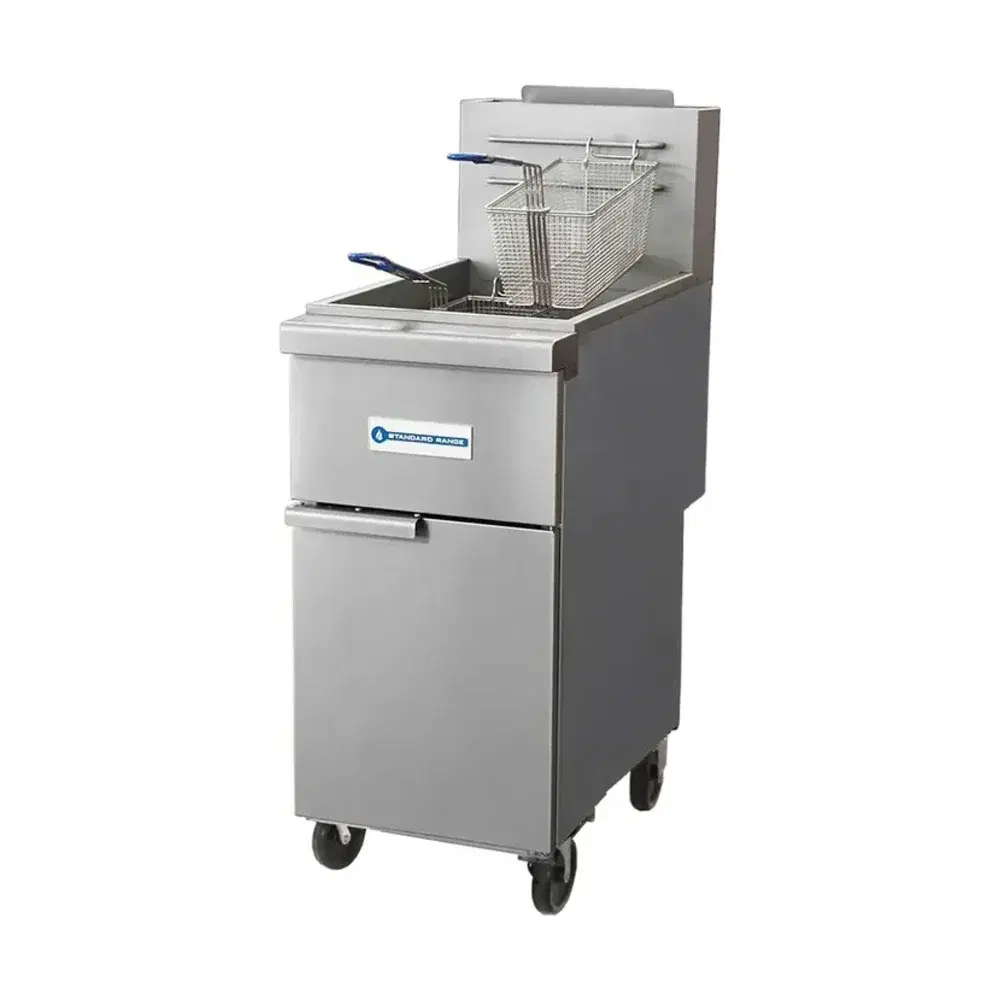 Standard Range 16" Commercial Gas Fryer, Stainless Steel, Natural Gas, 40 lbs Oil Capacity, 90,000 BTU