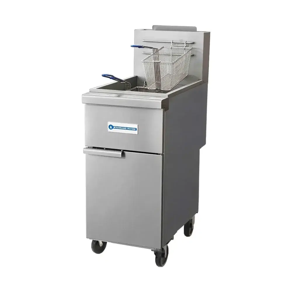 Standard Range 16" Commercial Gas Fryer with Solid State Digital Controls, 50 lbs Oil Capacity, Natural Gas, 120,000 BTU