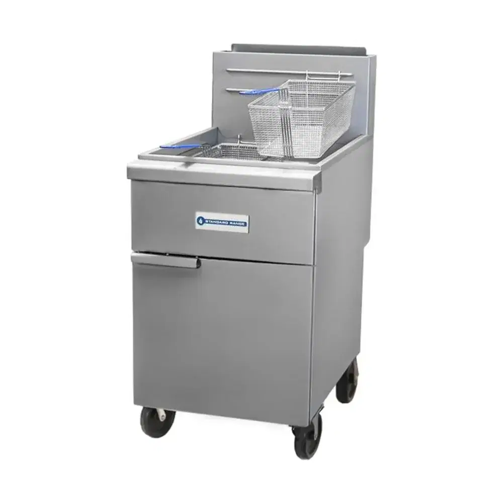 Standard Range 21" Commercial Gas Fryer, Stainless Steel, Natural Gas, 80 lbs Oil Capacity, 150,000 BTU