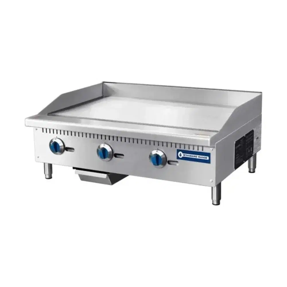 Standard Range 36" Countertop Gas Griddle, 3 Burners, Manual Controls, 90,000 BTU - Convertible