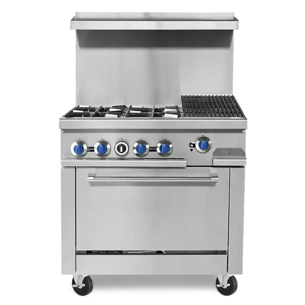 ProKitchen Series 36" Gas Range with 4 Burners, 12" Charbroiler & Oven, Natural Gas - 188,000 BTU