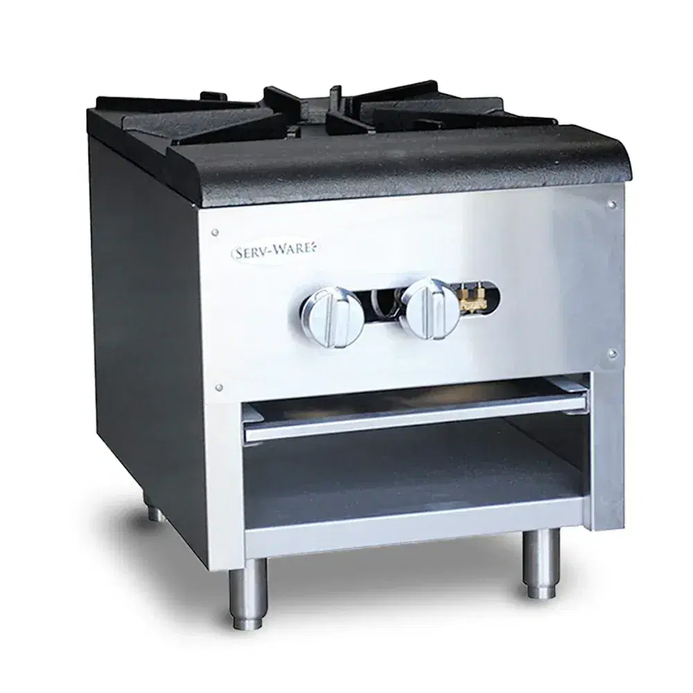 Serv-Ware SSSP-1 18" Dual Ring Stock Pot with Burner, Cast Iron, 1 Open Front Cabinet, Natural Gas, 110,000 BTU