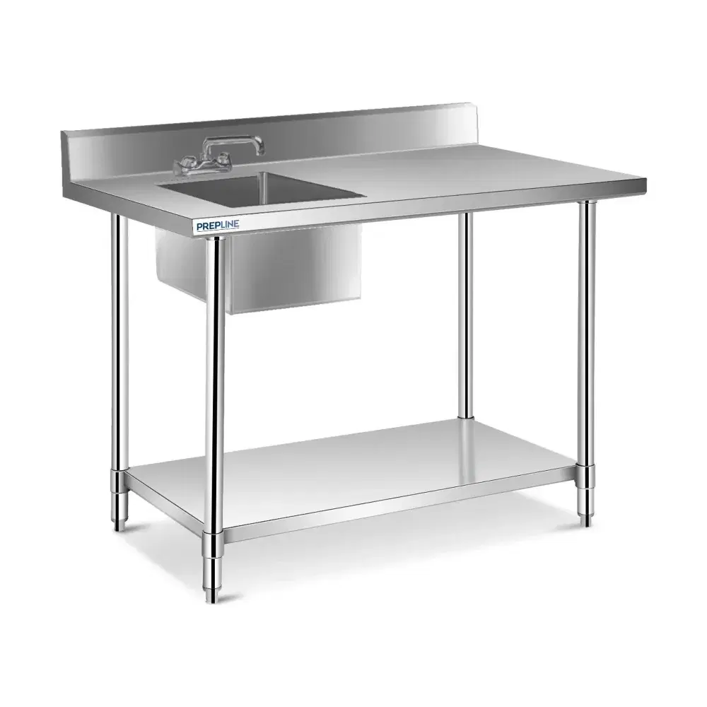 Prepline 30" x 48" Work Table with Sink and Faucet, Stainless Steel