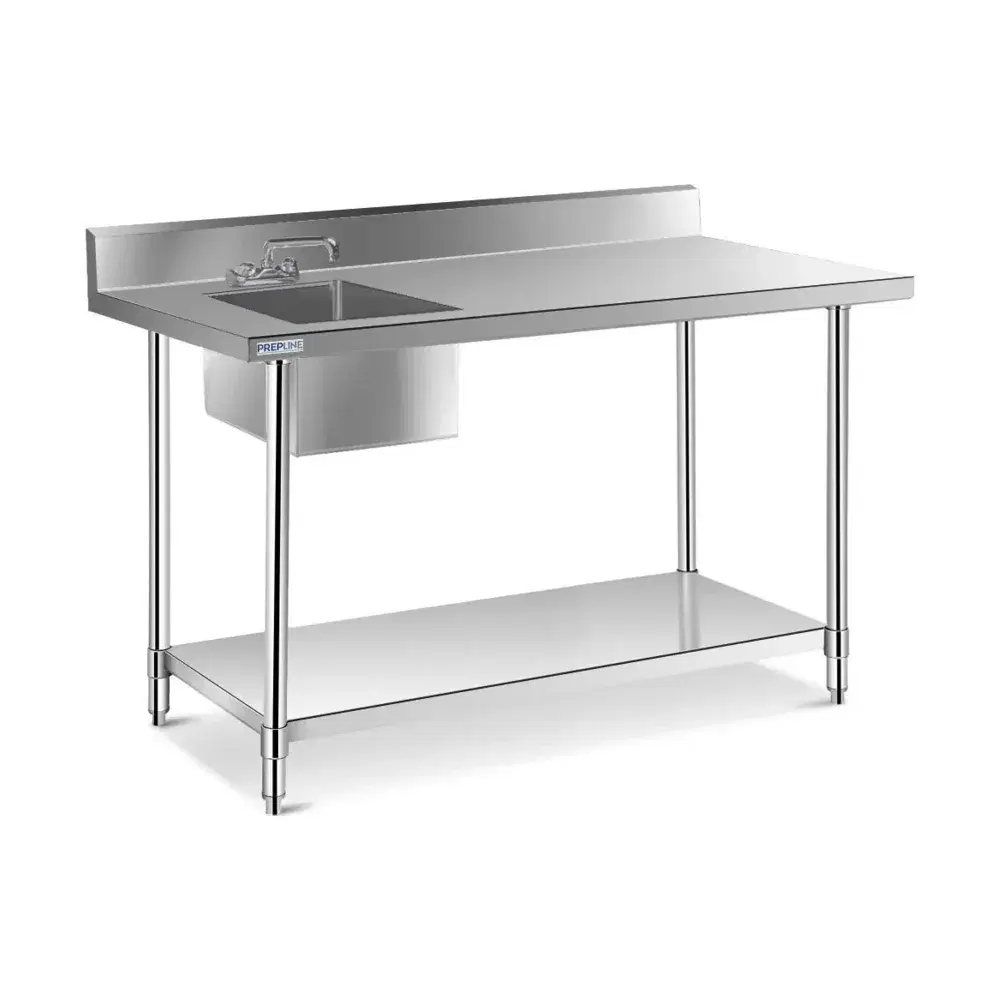 Prepline 30" x 60" Work Table with Sink and Faucet, Stainless Steel