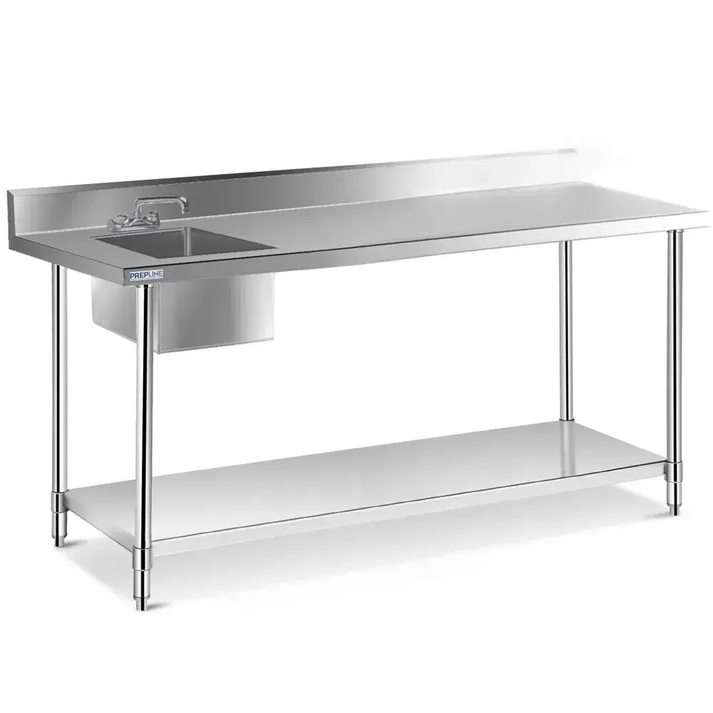 Prepline 30" x 72" Work Table with Sink and Faucet, Stainless Steel