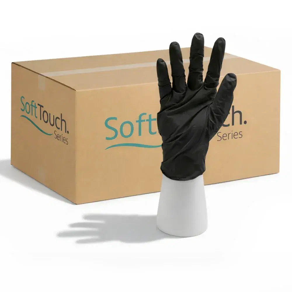 SoftTouch Series Powder-Free Disposable Nitrile Gloves for Foodservice, Black, Small, 1000/Case