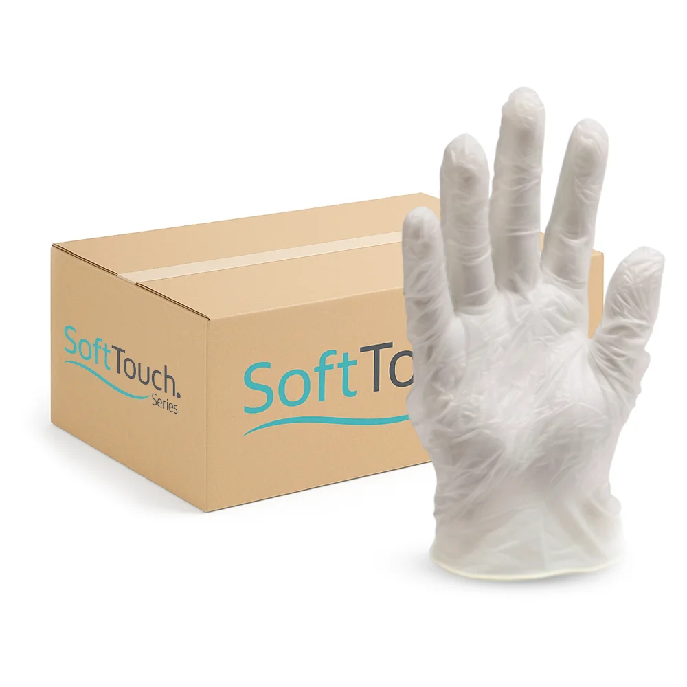 SoftTouch Series Powder-Free Disposable Vinyl Gloves for Foodservice, Clear, Large, 1000/Case