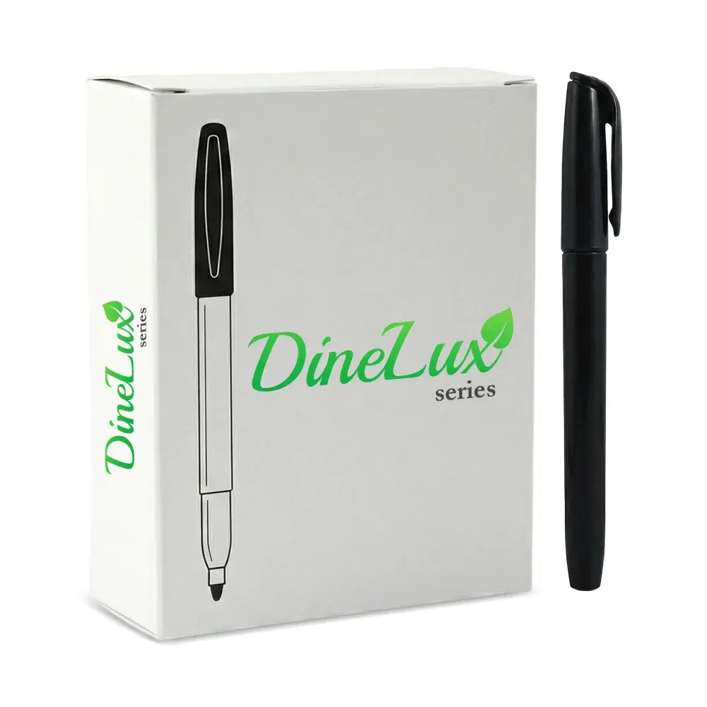 Dinelux Series Permanent Black Marker with Fine Bullet Tip, 12/Case