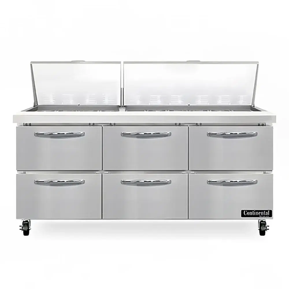 Continental SW72N30M-D 72" Sandwich & Salad Prep Table with Refrigerated Base, 115v