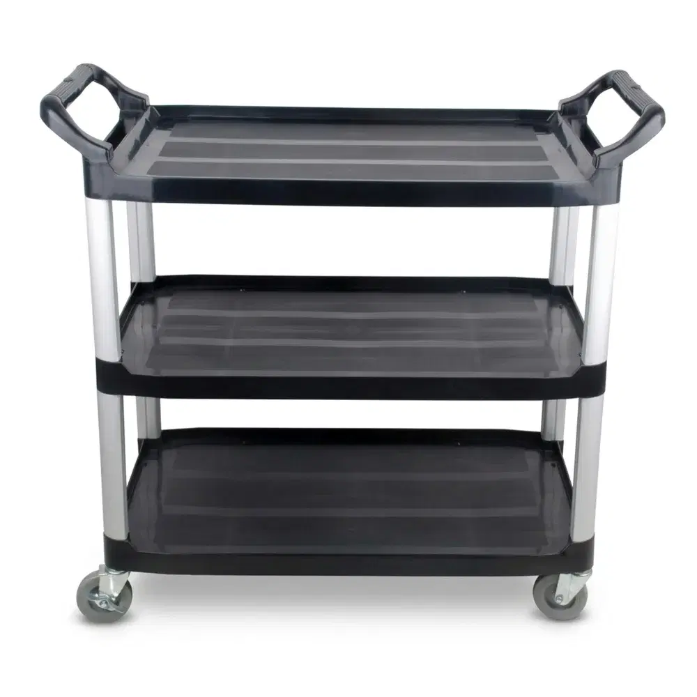 ProKitchen Series 33" X 16" Black Three Shelf Utility Trolley Cart