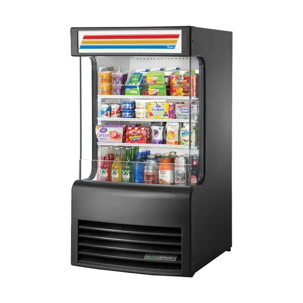 True TAC-14GS-HC-LD 30" Vertical Air Curtain Merchandiser, Black Powder-Coated Steel, 115V