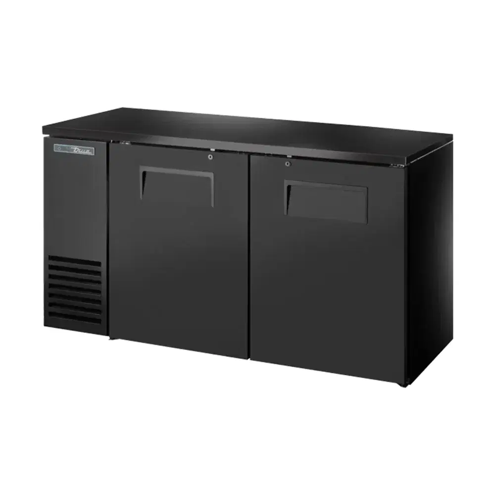 True TBB24-60-2S-Z1-BST-B-1 60" Back Bar Cooler, Solid Door Swing, Black, 115V, 7 Year Warranty