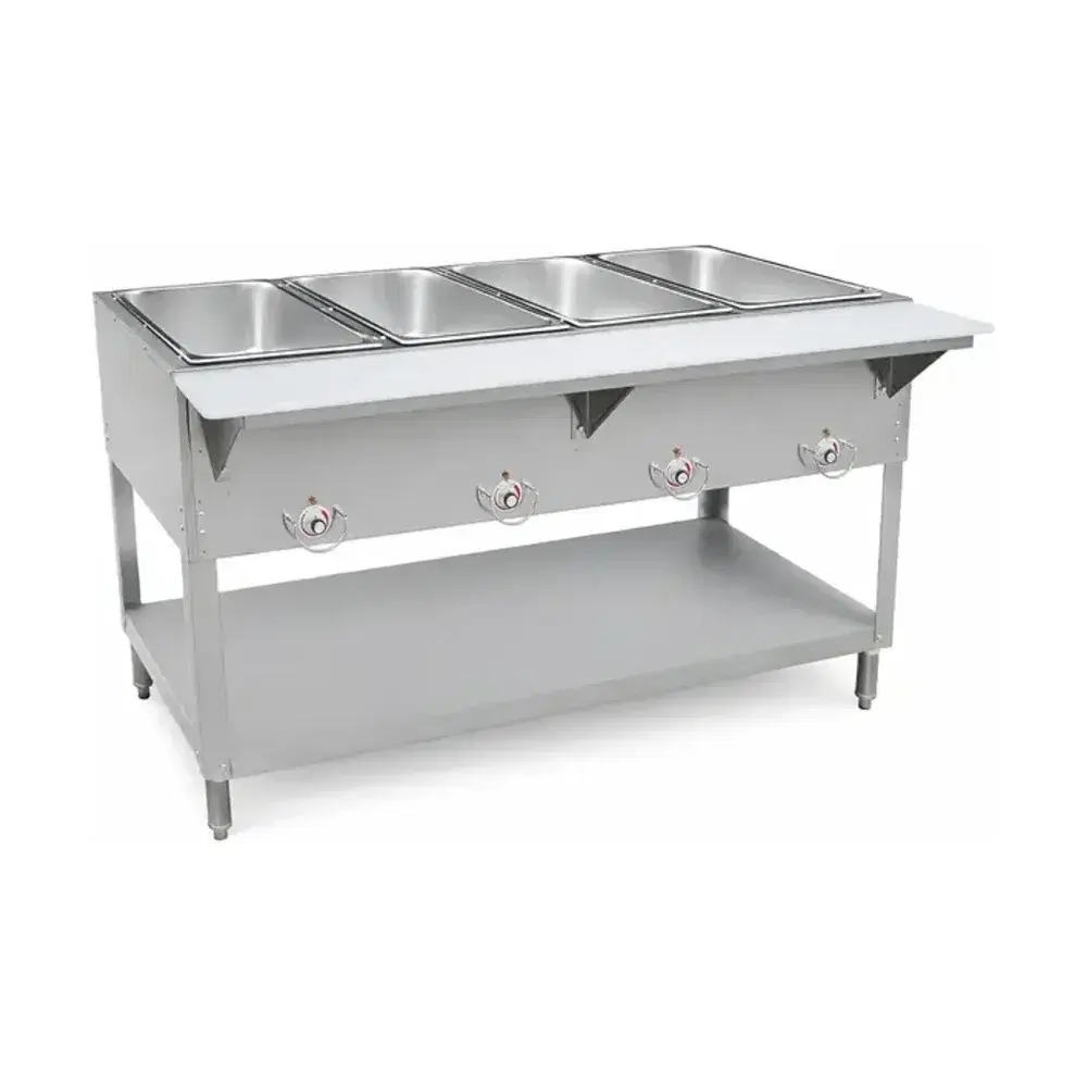 Prepline 58" Electric Hot Food Steam Table, 4 Open Well, Undershelf, 120V
