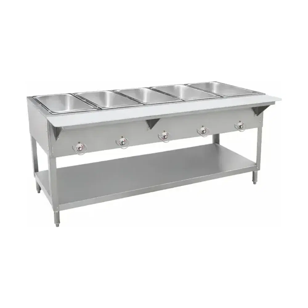 Prepline 72" Electric Hot Food Steam Table, 5 Open Well, Undershelf, 240V