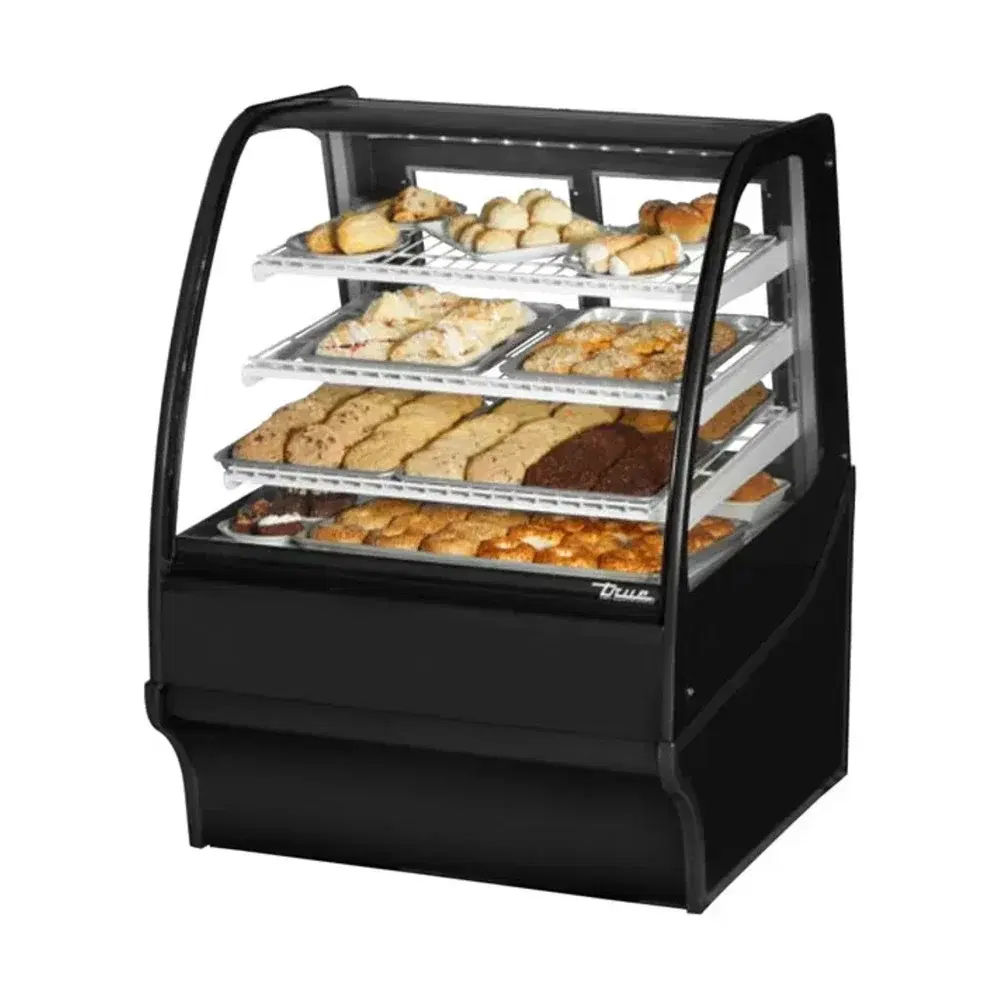 True TDM-DC-36-GE_GE-B-W 36" Dry and Refrigerated Bakery Display Case, Glass Door, Black / White, 115V, 7 Year Warranty