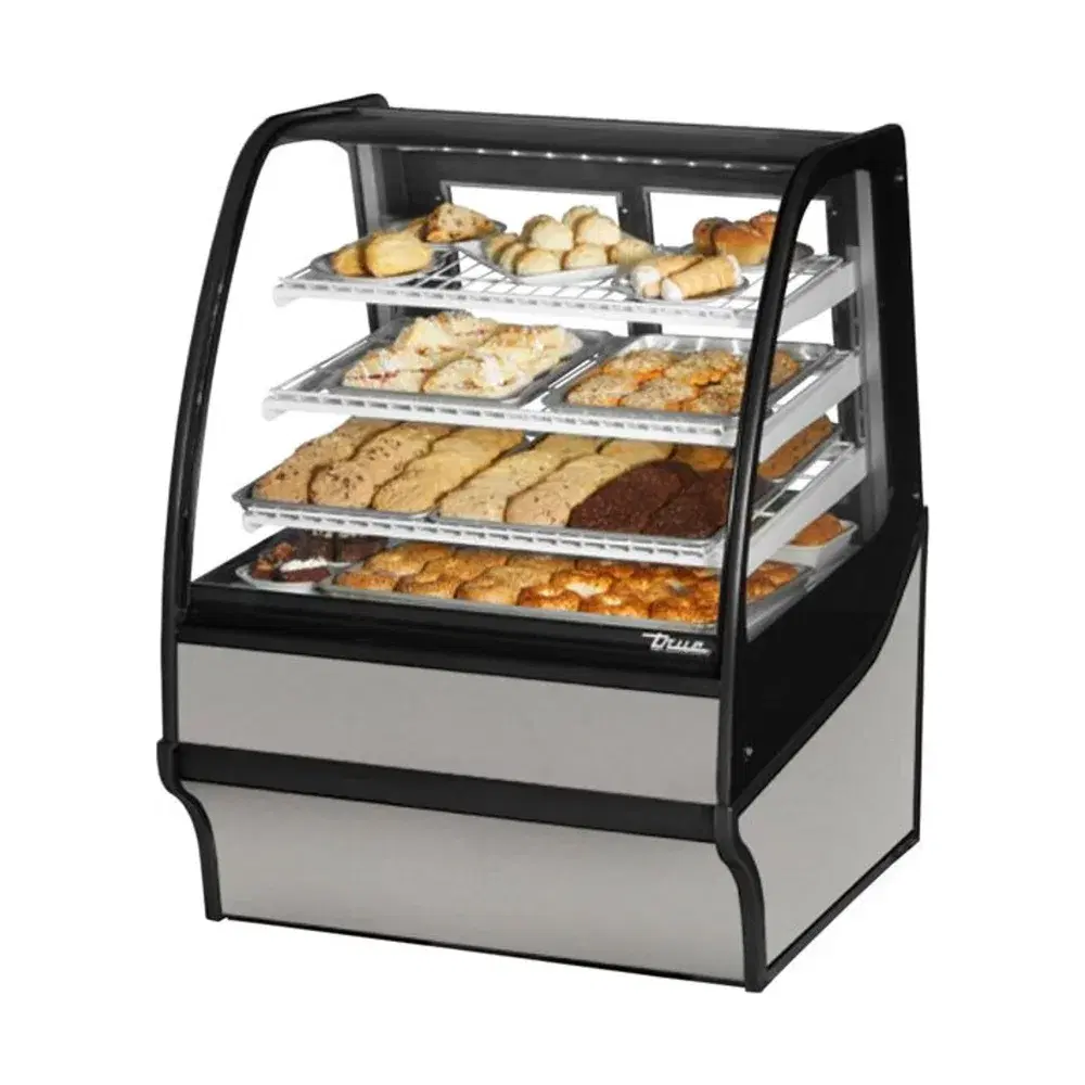 True TDM-DC-36-GE_GE-S-S 36" Dry and Refrigerated Bakery Display Case, Glass Door, Silver, 115V, 7 Year Warranty