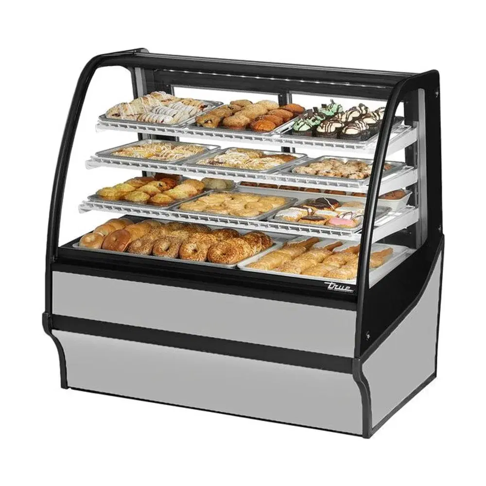 True TDM-DC-48-GE_GE-S-W 48" Dry and Refrigerated Bakery Display Case, Glass Door, Silver / White, 115V, 7 Year Warranty
