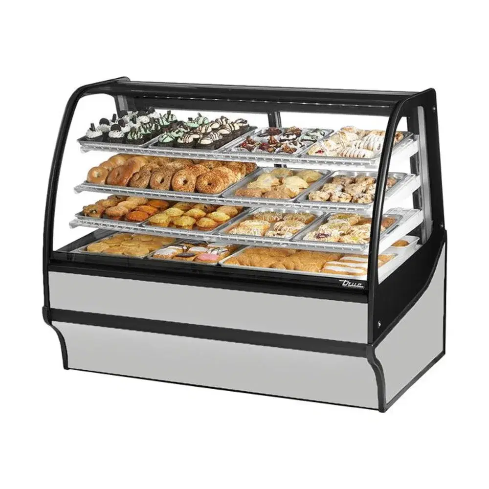 True TDM-DC-59-GE_GE-S-W 59" Dry and Refrigerated Bakery Display Case, Glass Door, Silver / White, 115V, 7 Year Warranty