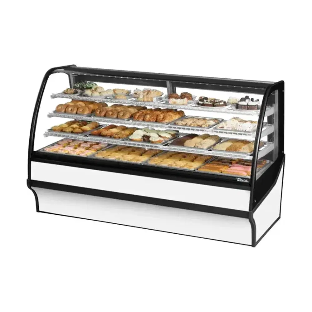 True TDM-DC-77-GE_GE-W-W 77" Dry and Refrigerated Bakery Display Case, Glass Door, White, 115V, 7 Year Warranty