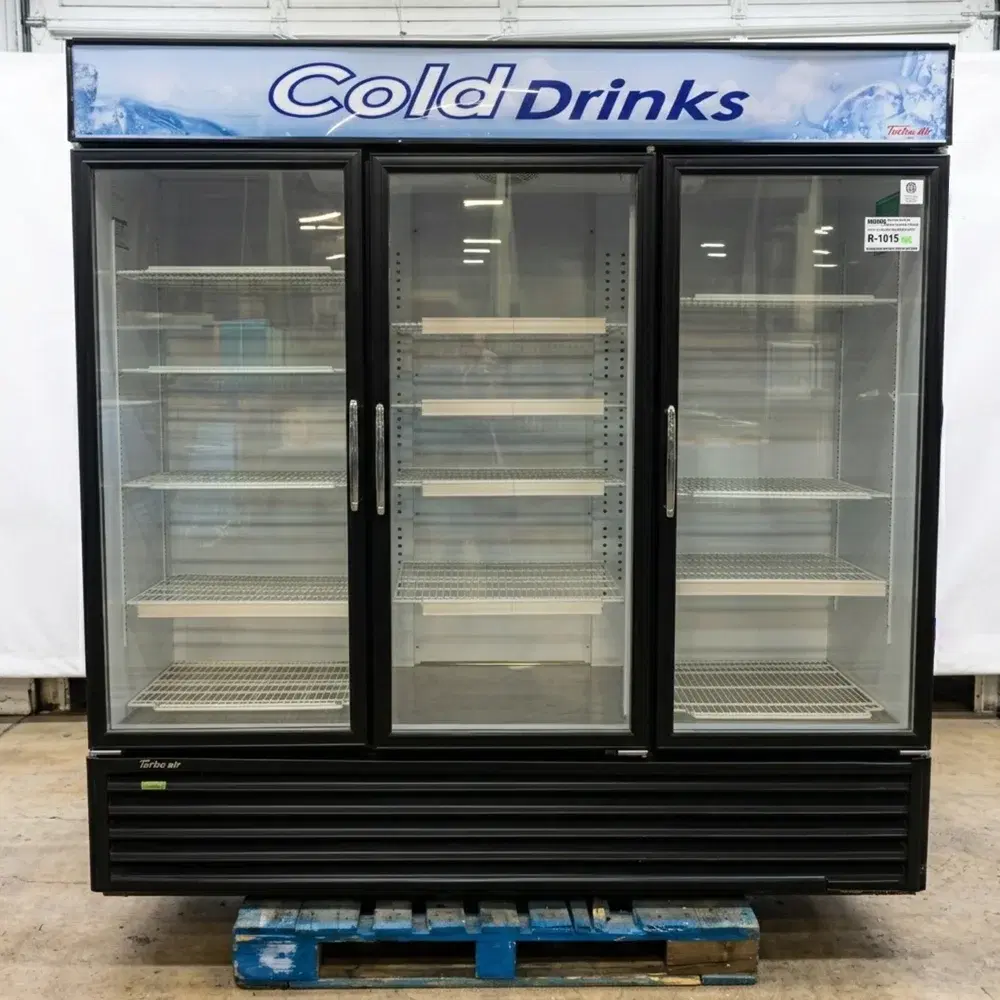 Used Turbo Air TGM-72RSB-N 78" Merchandiser Refrigerator, 3 Swing Doors