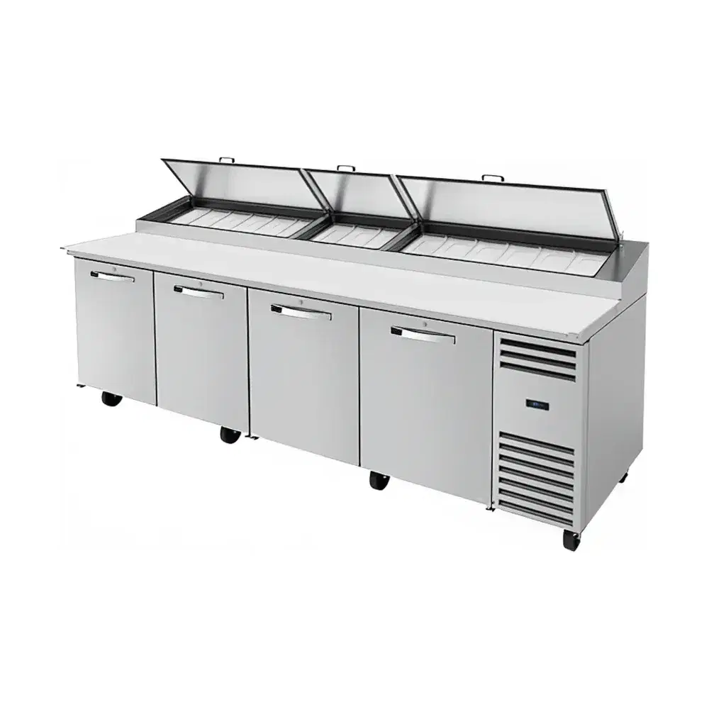 True TPP-AT-119-HC~SPEC3 119" Pizza Prep Table, Holds 15 -1/3 Pans, 4 Door, Stainless Steel, 7 Year Warranty