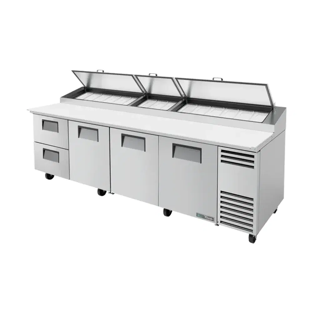 True TPP-AT-119D-2-HC 119" Pizza Prep Table, Holds 15 -1/3 Pans, 2 Drawer, Stainless Steel, 7 Year Warranty