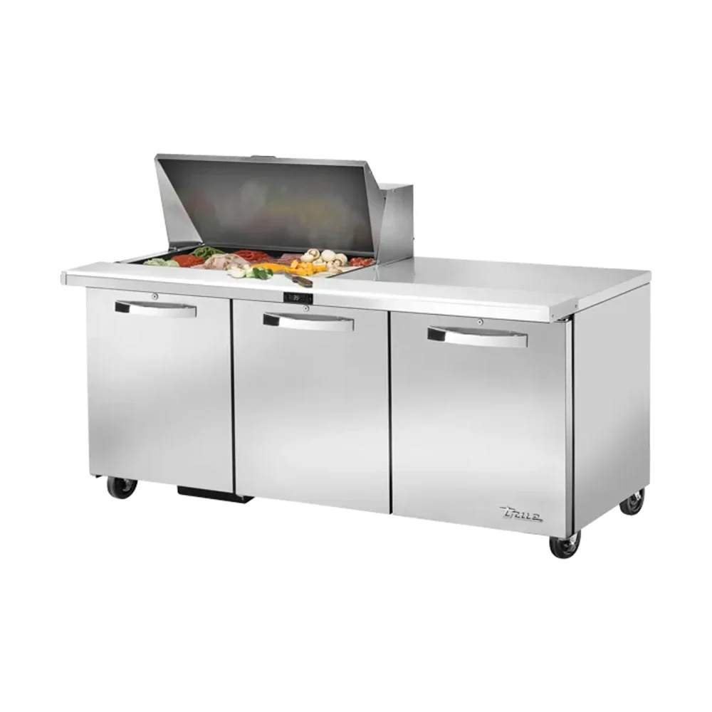 True TSSU-72-15M-B-HC~SPEC3 72" Mega Top Sandwich and Salad Prep Table, Holds (15) 1/6 Pans, Stainless Steel, 7 Year Warranty