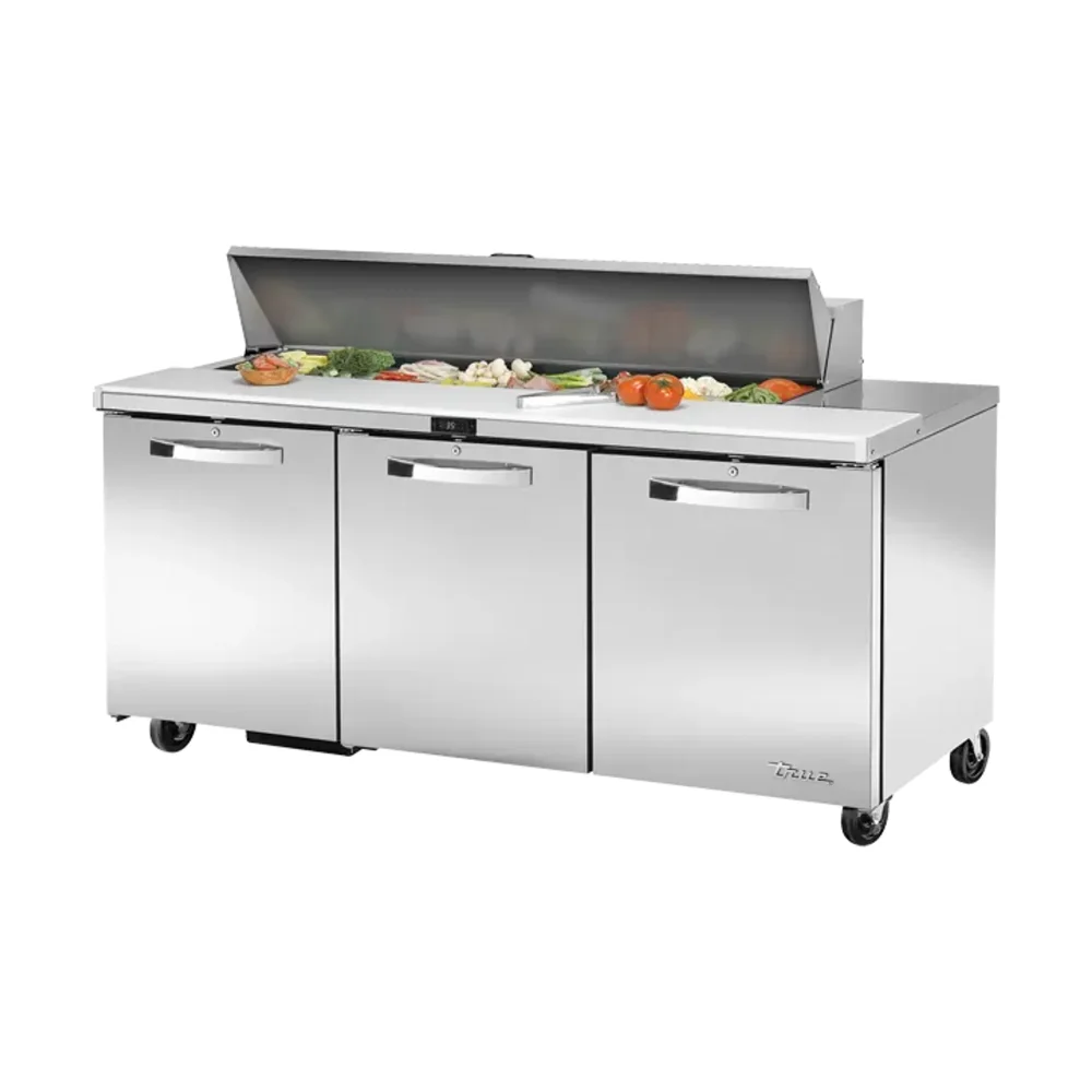 True TSSU-72-16-HC~SPEC3 72" Sandwich and Salad Prep Table, Holds (16) 1/6 Pans, Stainless Steel, 7 Year Warranty