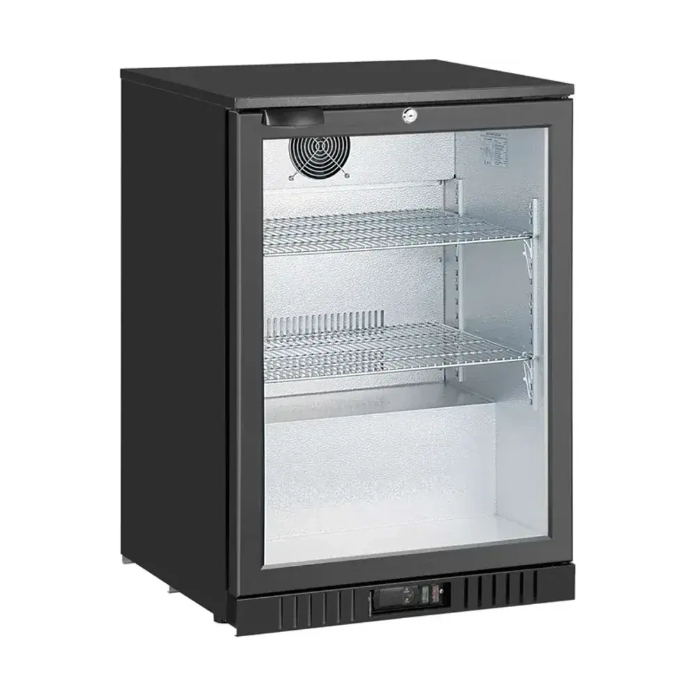 Unity 24" Countertop Back Bar Cooler, Black, 1 Swing Glass Door, 1 Year Warranty