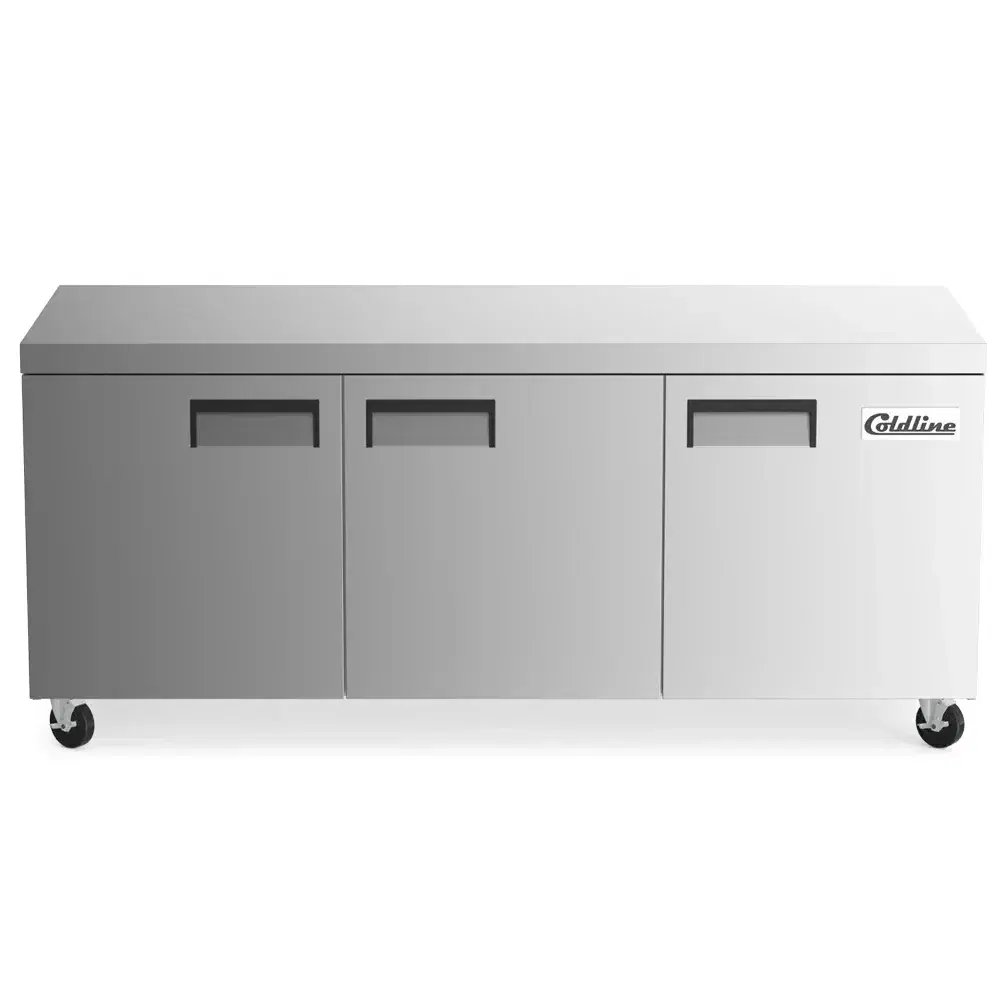 Coldline 72" Undercounter Refrigerator, Stainless Steel, 3 Doors, 1 Year Warranty