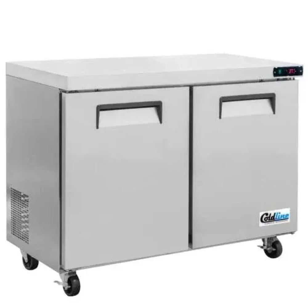 Coldline 48" Undercounter Freezer, Stainless Steel, Narrow Depth, 2 Doors, 1 Year Warranty