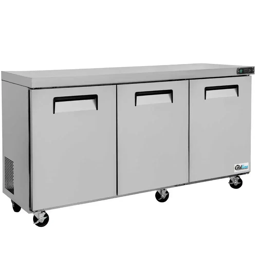 Coldline 72" Undercounter Refrigerator, Stainless Steel, 3 Doors, Narrow Depth, 1 Year Warranty