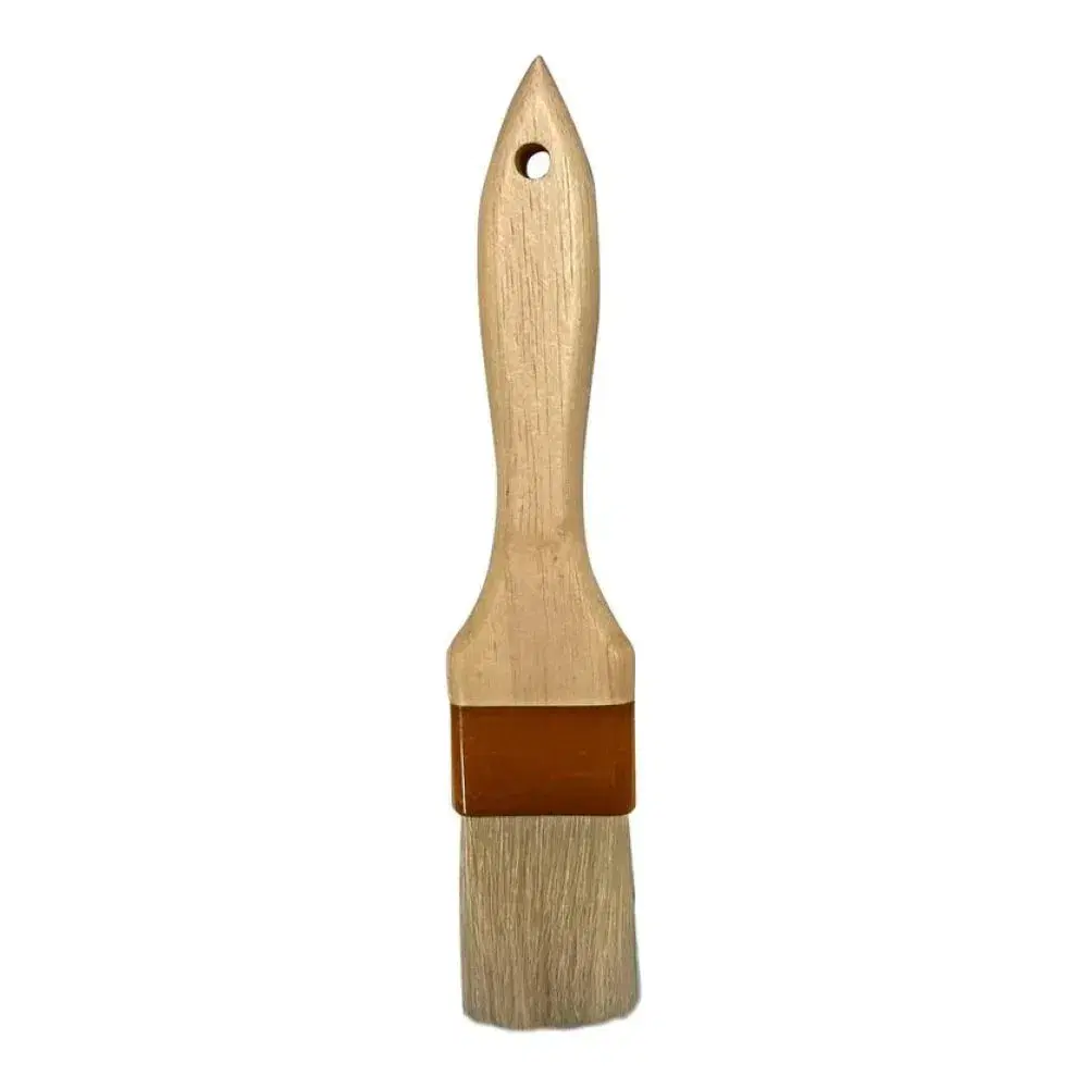 Thunder Group WDPB002 1.5" Flat Pastry Brush, Boar Bristles, Brown Plastic Ferrule, Wood Handle