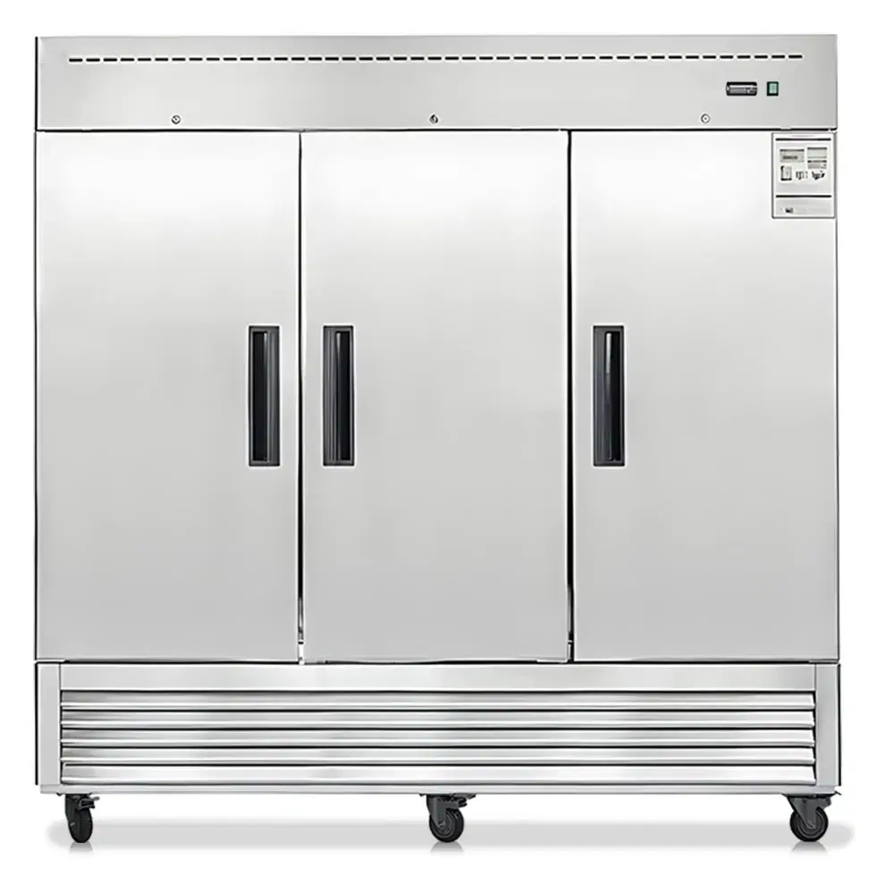 Platinum Frost Series 82" Commercial Reach In Freezer, 72 Cu.ft, 3 Door, 9 Shelves, Stainless Steel, -8°F to 0°F, 115v
