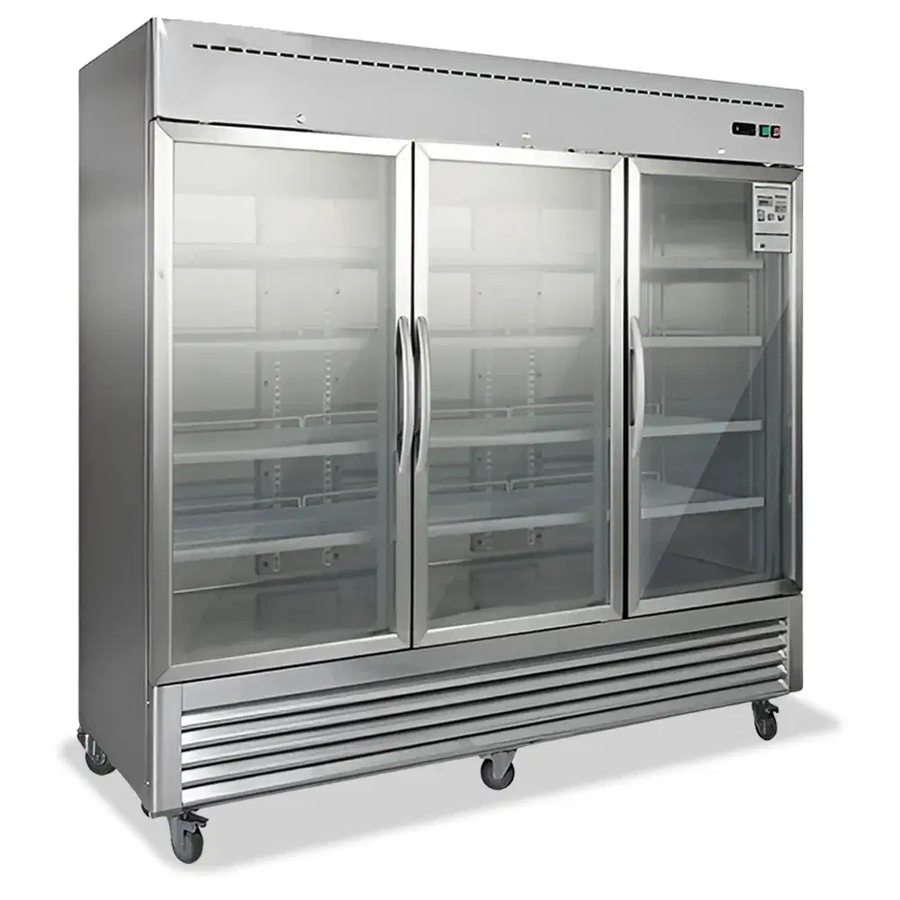 Platinum Frost Series 82" Reach In Merchandiser, 72 Cu.ft, 3 Door, 12 Shelves, Stainless Steel, 33°F to 40°F, 115v