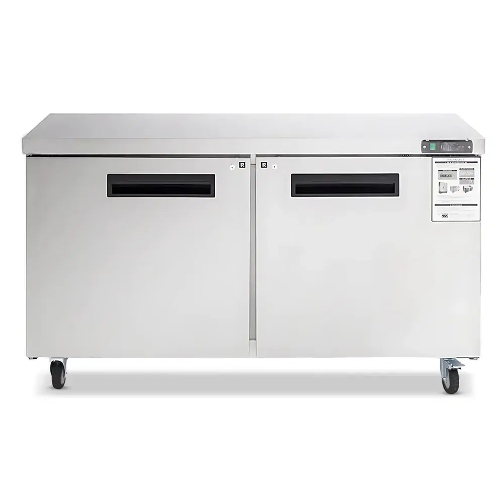 Platinum Frost Series 60" Commercial Undercounter Refrigerator, 14.8 Cu.ft, 2 Door, Stainless Steel, 33°F to 41°F, 115v