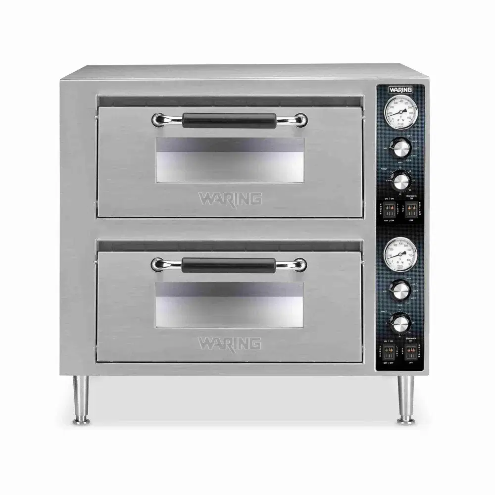 Waring WPO750 26" Double-Deck Pizza Oven, Dual Chamber, Stainless Steel Exterior, 240V