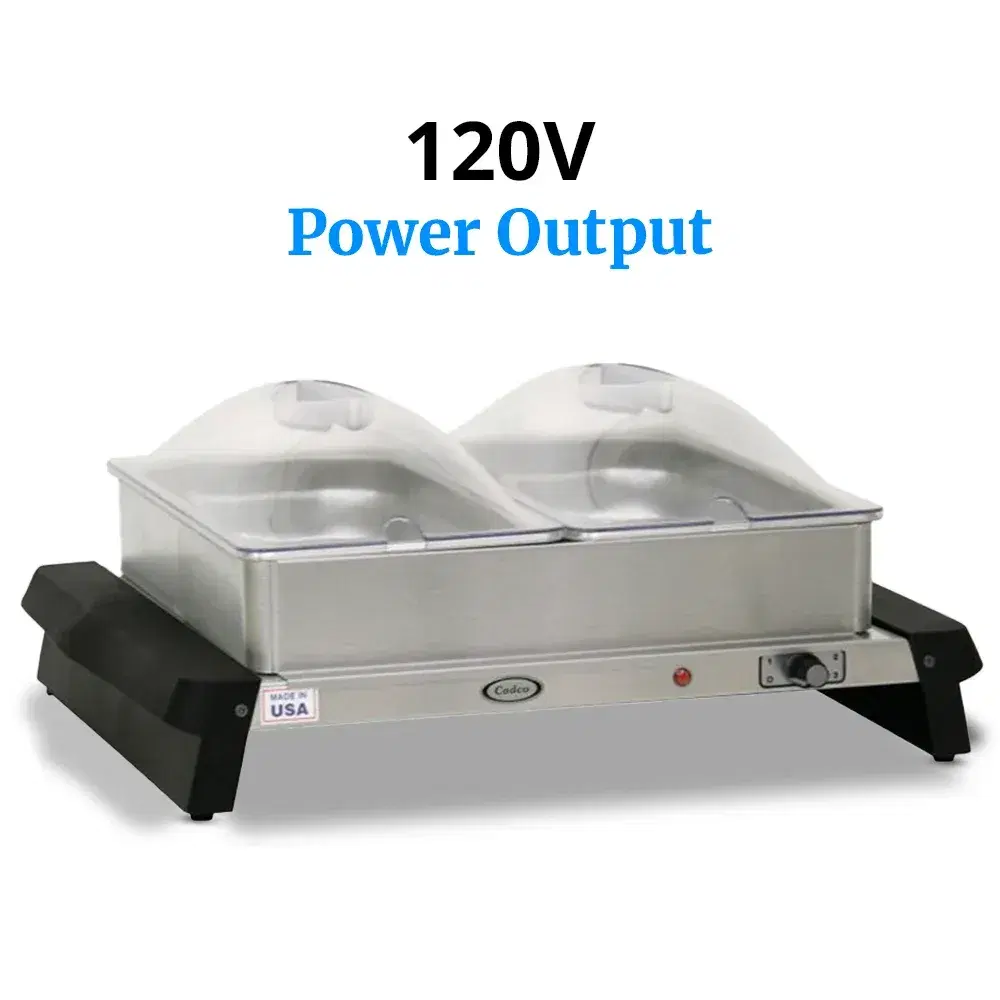 Cadco WTBS-23P 18" Double Electric Buffet Server with Clear Lids - 120V