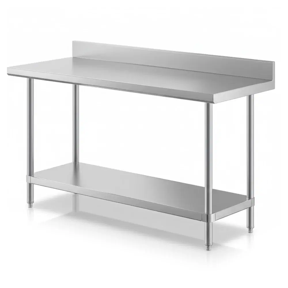 24" x 60" 16-Gauge Commercial Work Table with 4" Backsplash and Undershelf, 304 Stainless Steel