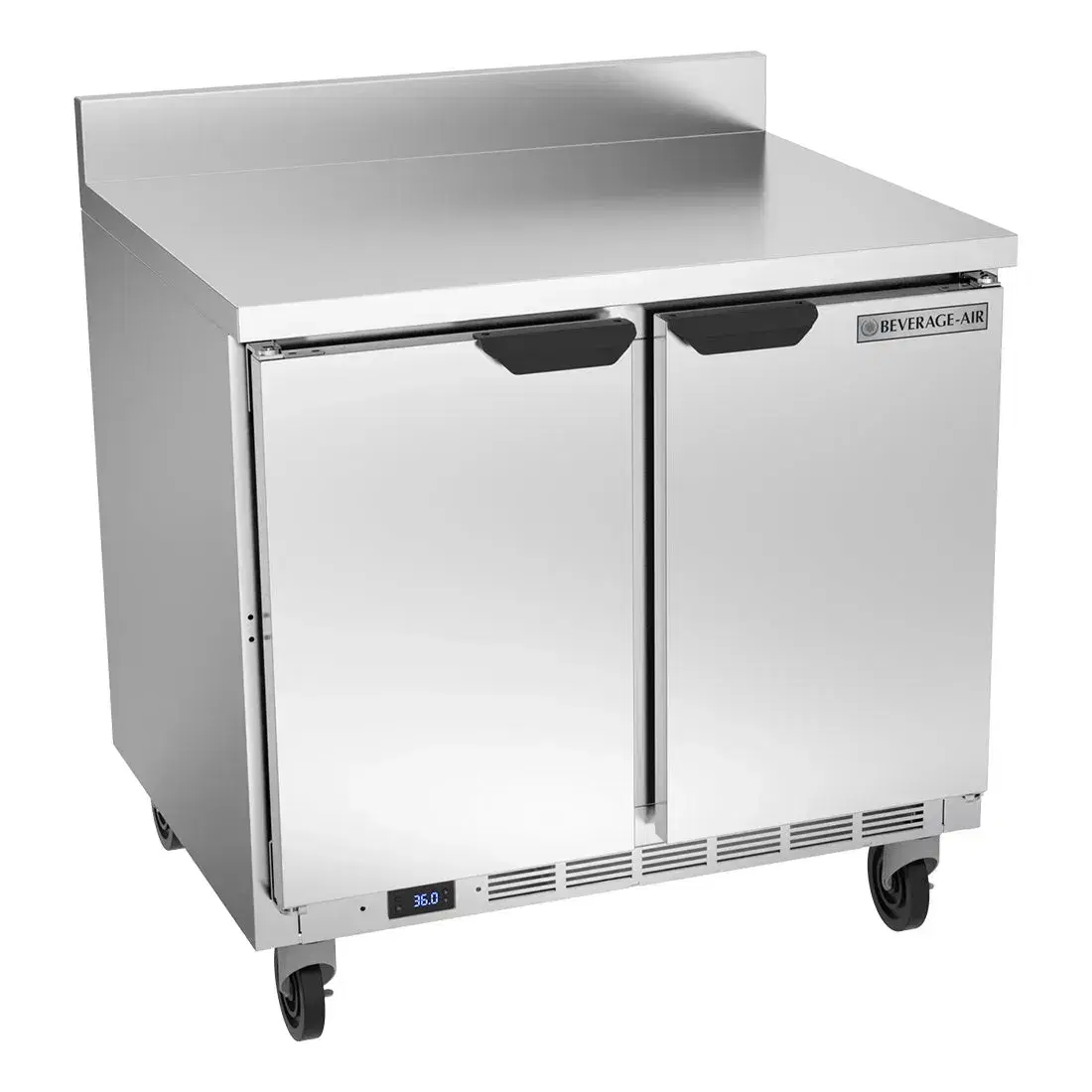 Beverage-Air WTR36AHC-FIP 36"  Worktop Refrigerator, 2 Door with 4" Foamed-in-Place Backsplash