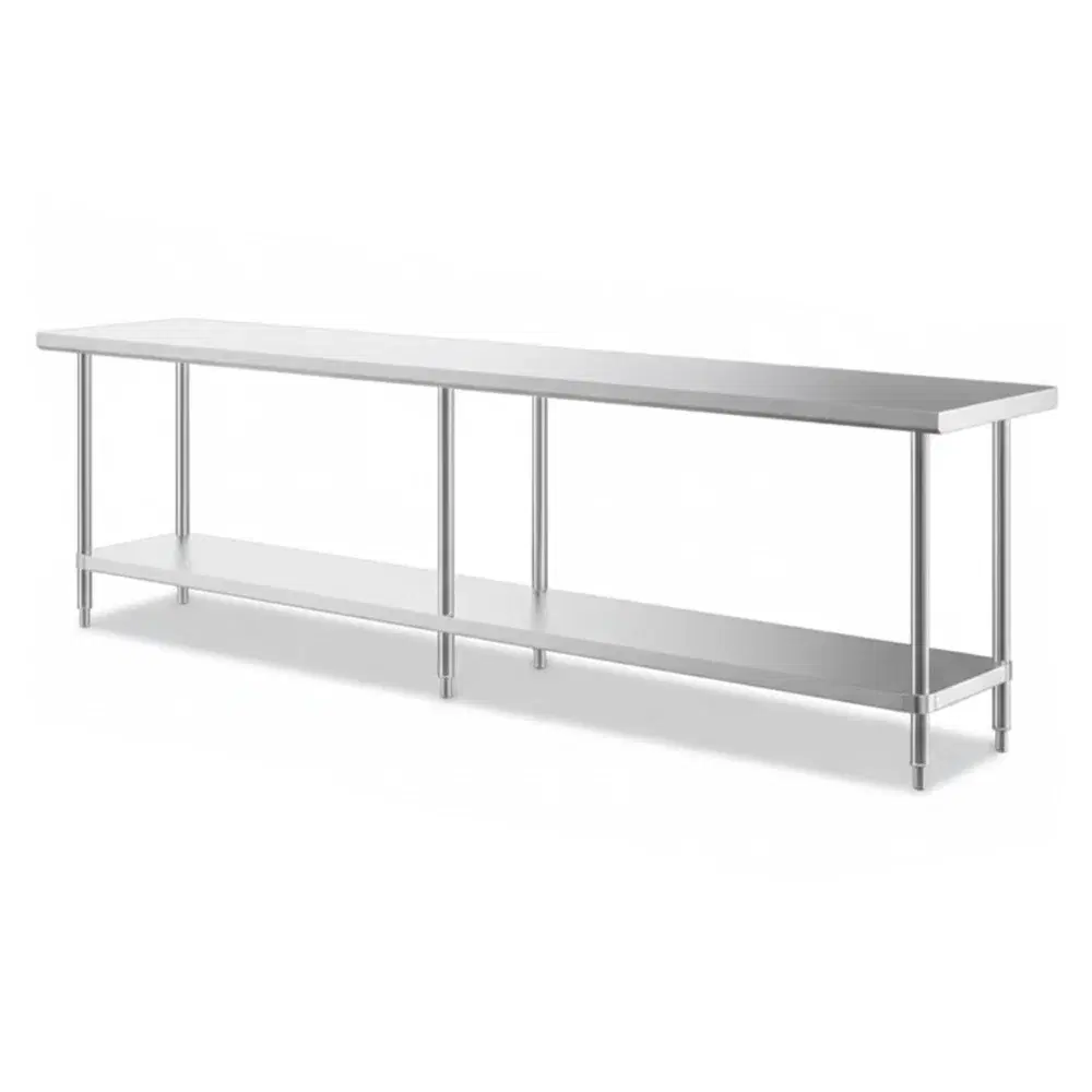 24" x 120" 16-Gauge Commercial Work Table with Undershelf, 304 Stainless Steel